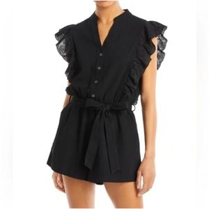 NWT AQUA FLUTTER SLEEVE ROMPER SIZE S BLOOMINGDALE'S EXCLUSIVE